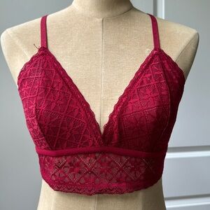 Nautica red longline cross back lace bralette . Nylon and spandex. Large.